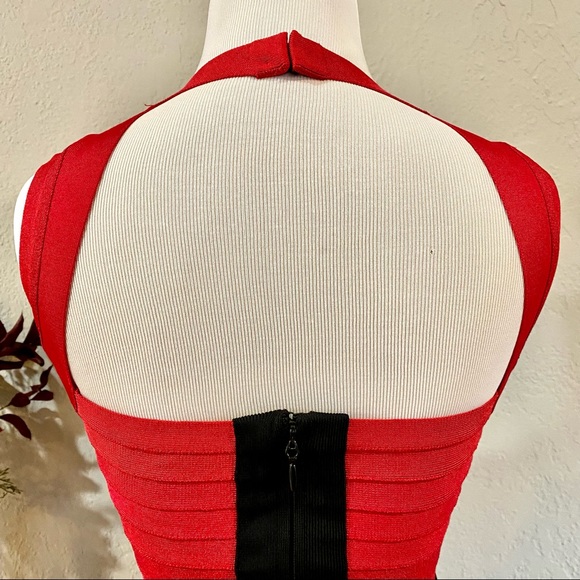 NWOT Herve Leger Amee Red Ombre Mini Dress, XS - Picture 8 of 16